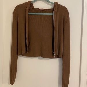 John Galt Cropped Brown Sweatshirt